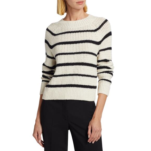 Vince Sweaters - Vince Rib Stripe Crewneck Sweater Sz Small Cotton Textured Pampas Black Minimal